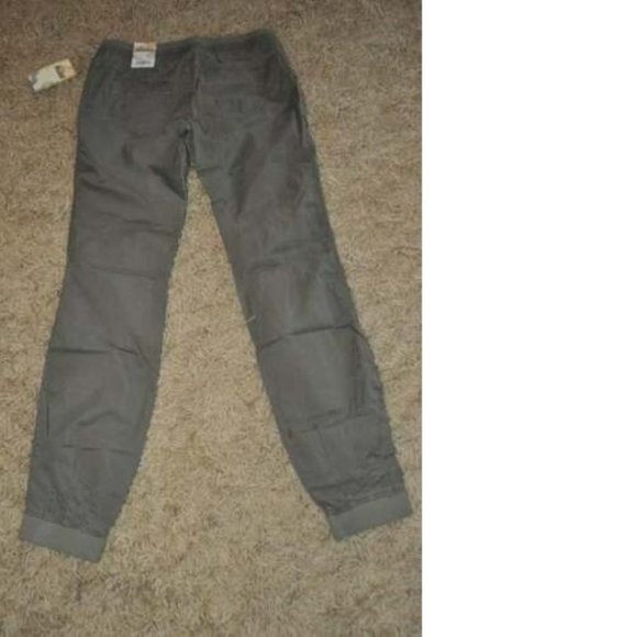 Womens Joggers Pants Mudd Olive Green 5 Twill Elastic Drawstring Waist Lowrise - Picture 5 of 6